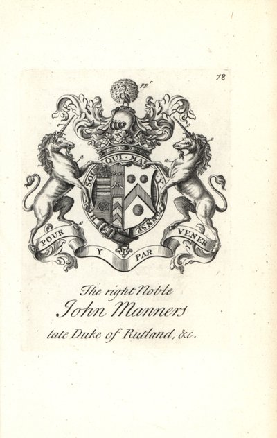 Brasão e brasão do nobre John Manners, 2º Duque de Rutland de Andrew Johnston
