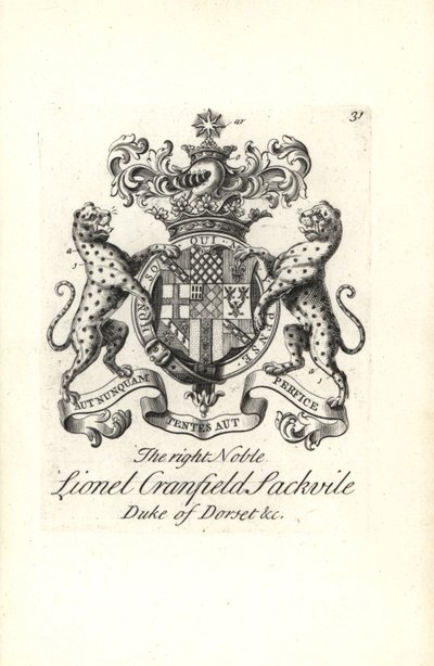 Brasão e brasão do nobre direito Lionel Cranfield Sackville, Duque de Dorset de Andrew Johnston