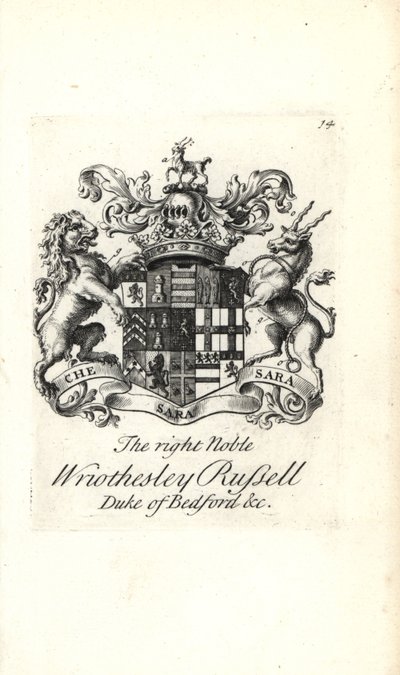 Brasão e brasão do nobre direito Wriothesley Russell, 3º Duque de Bedford de Andrew Johnston