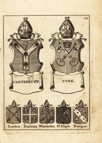 Brasão dos Bispos de Canterbury, York, Londres, Durham, Winchester, St. de Andrew Johnston