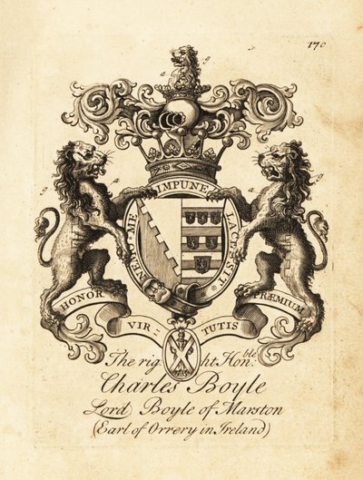 Brasão do Honorável Charles Boyle, Lord Boyle de Marston, 4º Conde de Orrery na Irlanda de Andrew Johnston