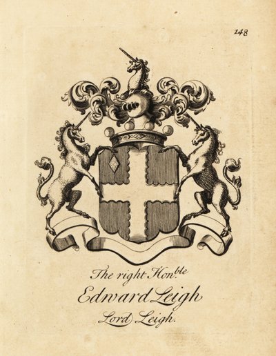 Escudo de armas do Honorável Edward Leigh, Lord Leigh, 3º Barão Leigh de Andrew Johnston