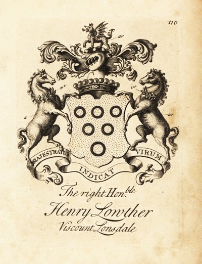 Brasão do Honorável Honorável Henry Lowther, 3º Visconde Lonsdale (1694-1751) de Andrew Johnston