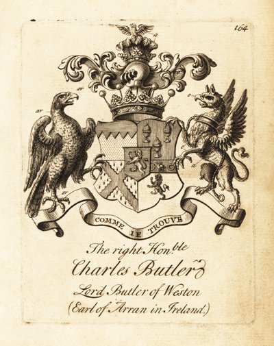 Escudo de armas do ilustre Tenente-General Charles Butler de Andrew Johnston