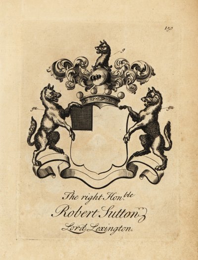 Brasão do Honorável Robert Sutton, Lord Lexington, 2º Barão Lexington (1662-1723) de Andrew Johnston