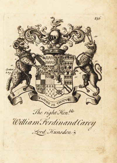Brasão do Honorável William Ferdinand Carey, 8º Barão Hundsen, Lord Hunsdon de Andrew Johnston