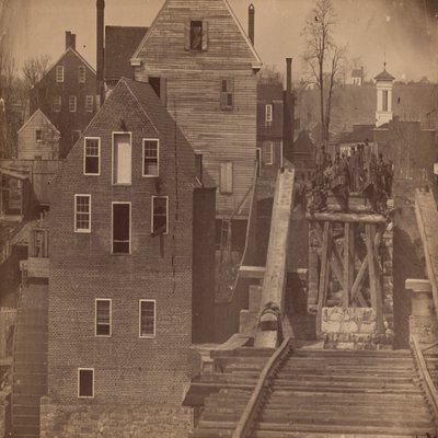 Extremidade da ponte após o ataque de Burnside, Fredericksburg, Virgínia de Andrew Joseph Russell