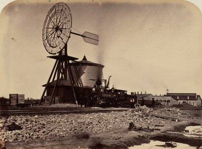 Placa 16. O moinho de vento em Laramie, 1869 (foto) de Andrew Joseph Russell