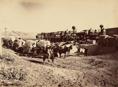 Placa 27. Comboios de abastecimento, 1869 (foto) de Andrew Joseph Russell