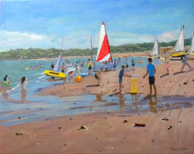 Cricket e vela vermelha e branca,Abersoch, 2011 de Andrew Macara