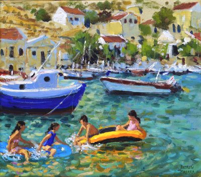 Diversão em jangadas,Symi,Grécia de Andrew Macara