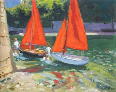 Meninas com barcos a vela Looe, 2014, de Andrew Macara