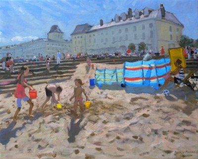 Brincando na areia, Llandudno. 2010 de Andrew Macara