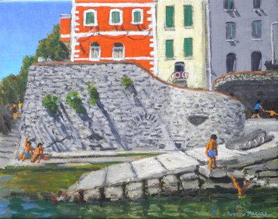 Portafino, Itália (óleo sobre tela) de Andrew Macara