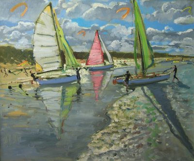 Três, veleiros, dunas bray, frança de Andrew Macara