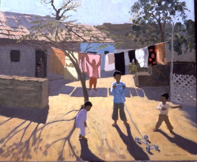 Carro de brincar, Gujarat, Índia (óleo sobre tela) de Andrew Macara