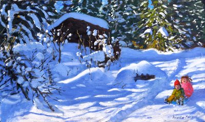 Dois em marreta,O Pomar,Morzine ,(óleo sobre tela) de Andrew Macara