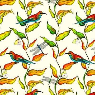 Bee Eaters, 2017, aguarela e tinta de Andrew Watson