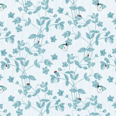 Ladybird e Butterfly Floral, 2017, tinta, aquarela, digital de Andrew Watson