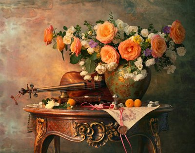 Rosas românticas e violino de Andrey Morozov