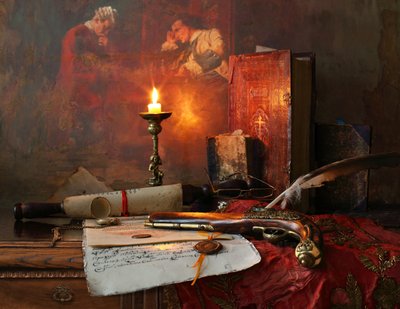 Escritório vintage à luz de velas de Andrey Morozov