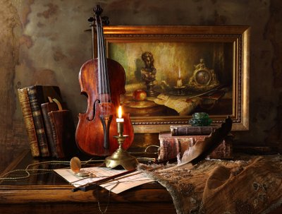 Natureza morta com violino vintage de Andrey Morozov
