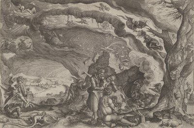 Bruxas se preparando para o sábado, c. 1610. de Andries Stock