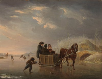 Cena de inverno (trenó a cavalo no gelo) de Andries Vermeulen
