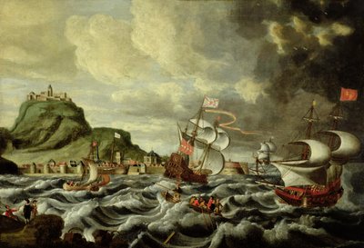 Uma cena do porto, possivelmente Gênova de Andries van Eertvelt
