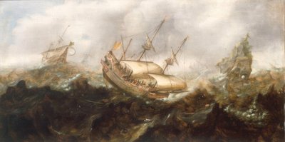 Navios no mar tempestuoso de Andries van Eertvelt