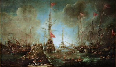 A frota espanhola abandona o porto de Andries van Eertvelt