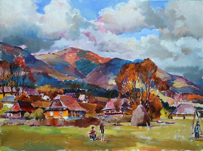 Aldeia de montanha no outono de Andrii Kutsachenko