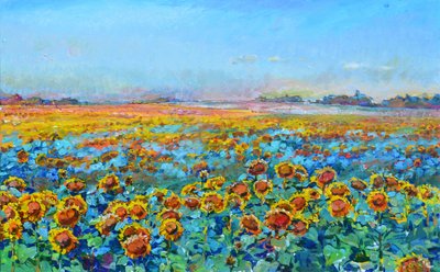 Campo dourado de girassóis de Andrii Kutsachenko