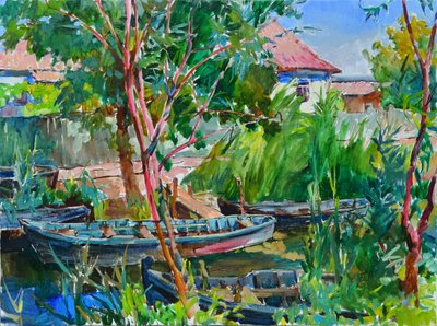 Barcos do Tranquil River de Andrii Kutsachenko