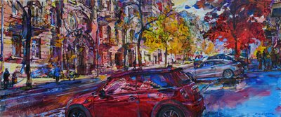 Rua da cidade num outono vibrante de Andrii Kutsachenko