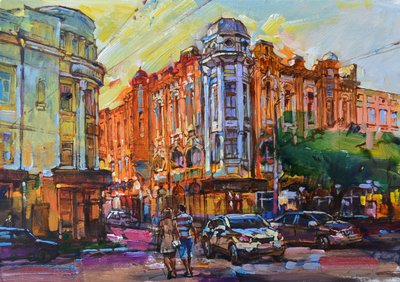 Rua urbana vibrante ao entardecer de Andrii Kutsachenko