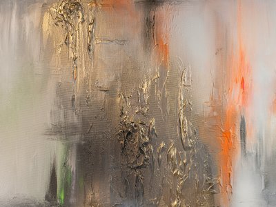 Laranja Dourado Dinâmico - Abstrato de Anete Purina-Purite