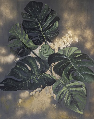 Folhas douradas de monstera de Anete Purina-Purite
