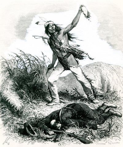 Escalpelamento indiano do inimigo morto, 1867 de Ange Louis 1815 72 after Janet