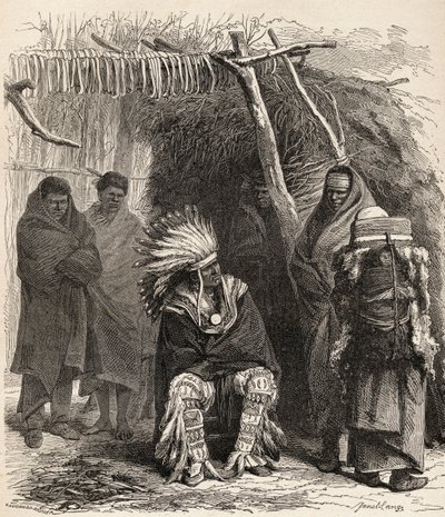Peter La Cherre, ilustração de "O mundo nas mãos", gravada por Gauchard-Brunier, publicado em 1878 de Ange Louis Janet