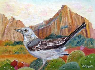 Paisagem com o Mockingbird do Deserto de Angeles M. Pomata