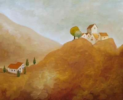 O encanto da aldeia na encosta de Angeles M. Pomata