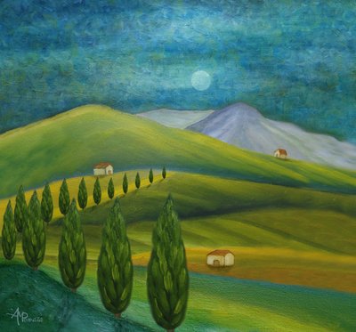 Colinas da Toscana ao luar de Angeles M. Pomata