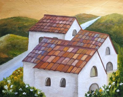 Aldeia nas encostas da Toscana de Angeles M. Pomata