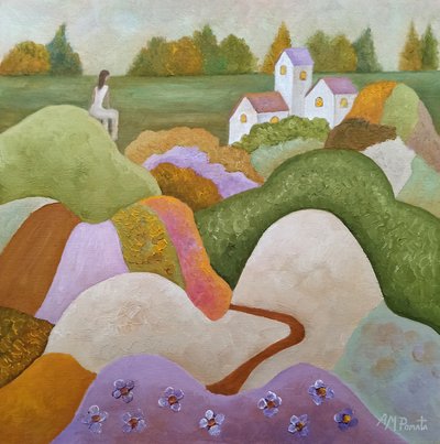 Paisagem de uma aldeia encantadora de Angeles M. Pomata