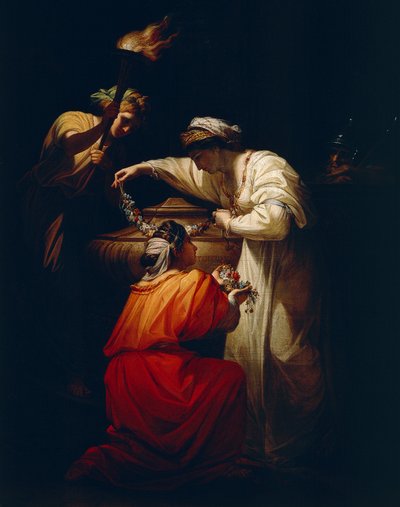 Cleópatra adorando a Tumba de Marco Antônio de Angelica Kauffmann