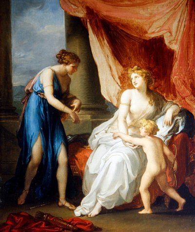 Euphrosyne ferido por Cupido, queixando-se a Vénus (óleo sobre tela) de Angelica Kauffmann