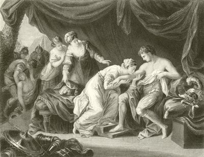 Veneno sugado da ferida do príncipe Edward por sua consorte Eleanor de Angelica Kauffmann