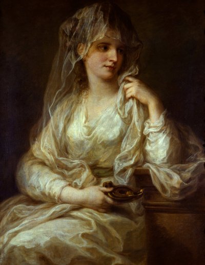 Retrato de uma Senhora como uma Virgem Vestal - Pintura de Angelika (Angelica) Kauffmann (1741-1807), óleo sobre tela de Angelica Kauffmann