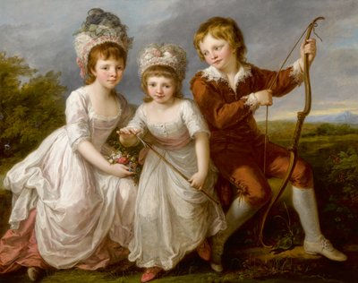 Retrato de Lady Georgiana Spencer, Henrietta Spencer e George Visconde Althorp, c. 1766 de Angelica Kauffmann